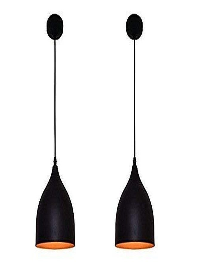 VILRO E 27 Metal Oval Ceiling Light BOUL ,60 Watts Outdoor Lighting Exterior Hanging Pendant Light Lamp, Black, Round ( Pack of 2 ) for Home Decorative in Living Room ,Hall ,Bar - Image 1