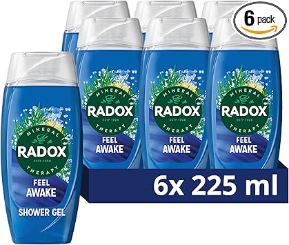 Radox Mineral Therapy Feel Awake Men 2in1 Shower Gel Shampoo with Fennel Sea Minerals 225ml Pack of 6 - Image 1