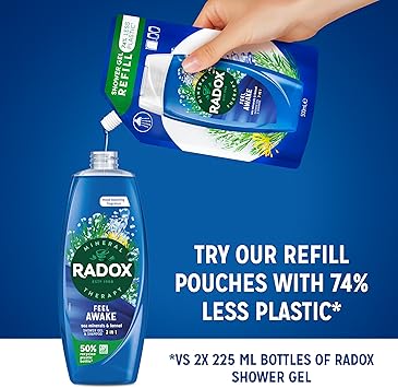 Radox Mineral Therapy Feel Awake Men 2in1 Shower Gel Shampoo with Fennel Sea Minerals 225ml Pack of 6 - Image 5