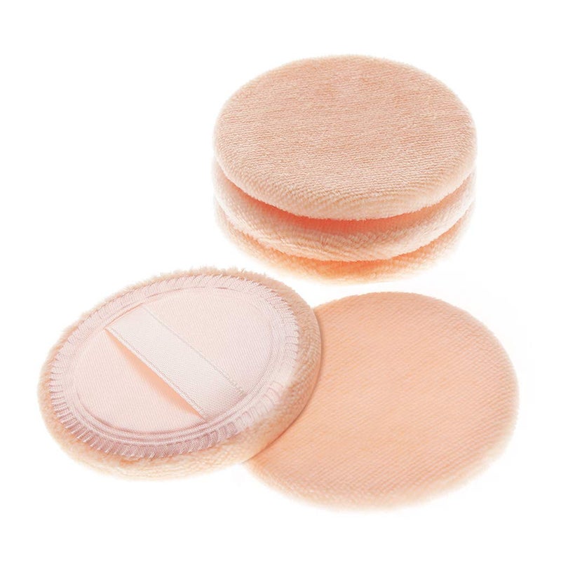 5x Powder Puff Applicator Cotton Round Makeup Powder Sponge Air Cushion Puff with Ribbon Face Powder Puffs for Loose and Foundation315 inch Orange
