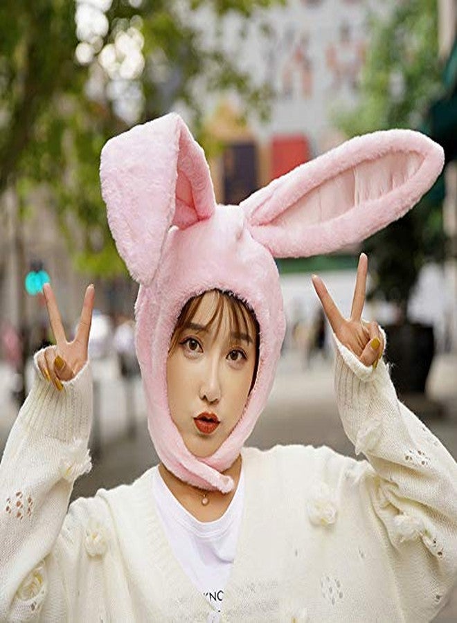 10AGIRL Cute Bunny hat Ears Fun Plush Hood Women Costume Winter hats super Warm Soft and Cozy (Rabbit (Pink) - Image 2