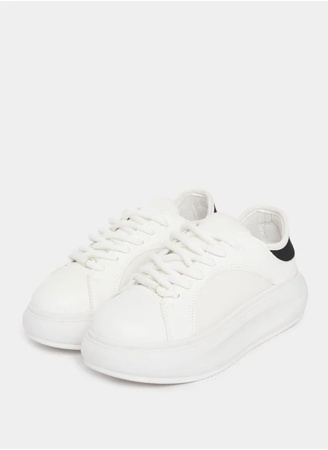 Styli Contrast Tab Lace Up Platform Sneakers