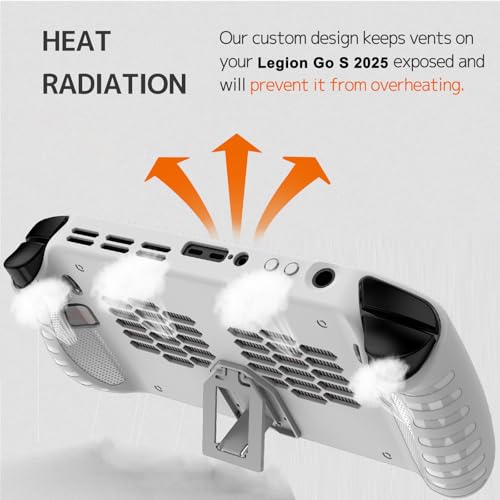NINKI Protective Cover for Lenovo Legion GO S 8” Case 2025 with Kickstand,Silicone Shock-Absorption Lightweight Dockable Protective Grip Case for Lenovo Legion GO S Protector Bumper Accessories White - Image 4