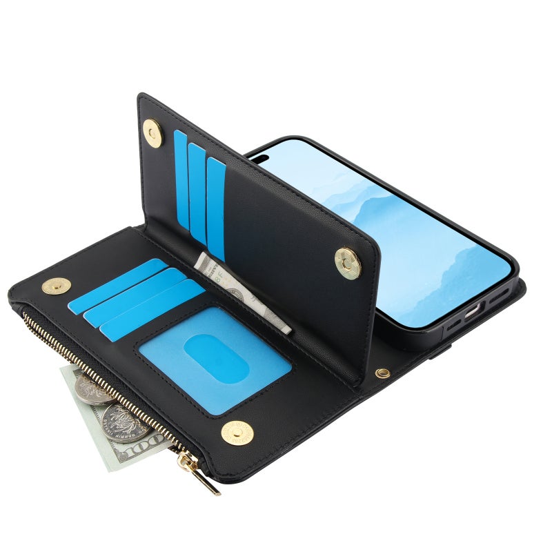 حافظة هاتف محفظة متعددة الوظائف بحلقة Z لهواتف iPhone 17 وSamsung S26 وGoogle - أرجواني داكن مع حبل طويل - Image 3
