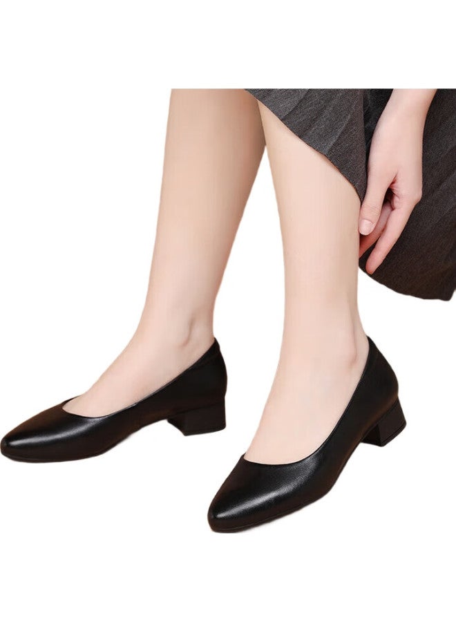 Red Dragonfly Women'S Single Shoes, Chunky Heel, Shallow Mouth, Mid-Heel, Commuter Style, Slip-On Shoes, Height-Increasing, Slimming Leather Shoes, Wtb435931 - Image 3