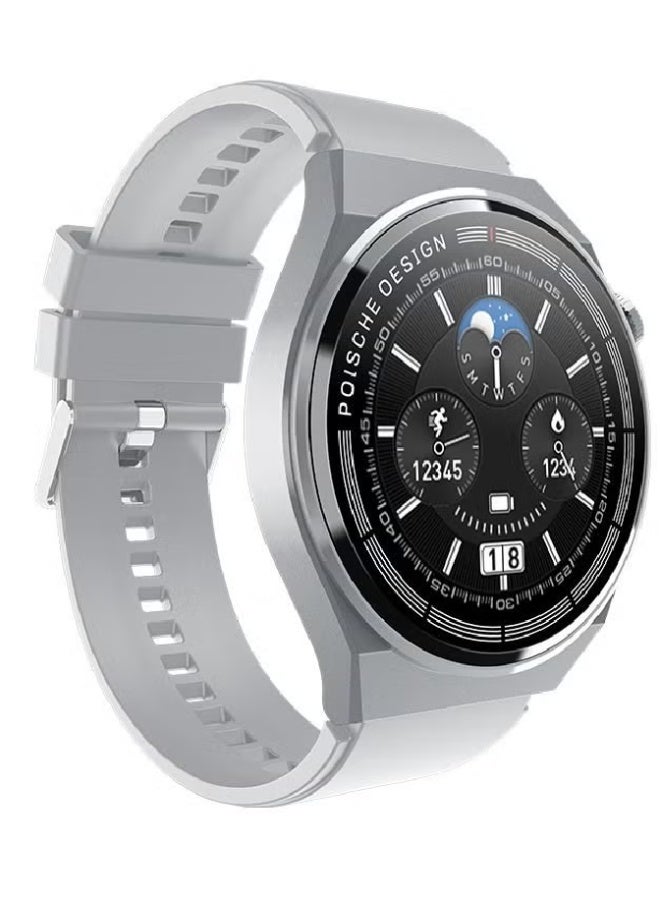 Porsche Design GT3 MAX Smartwatch 1.45″ HD Full Touchscreen with NFC, Bluetooth Calling, Heart Rate & Fitness Tracker, Wireless Charging, IP67 Waterproof – Round Smart Watch for Men – Gray - Image 1