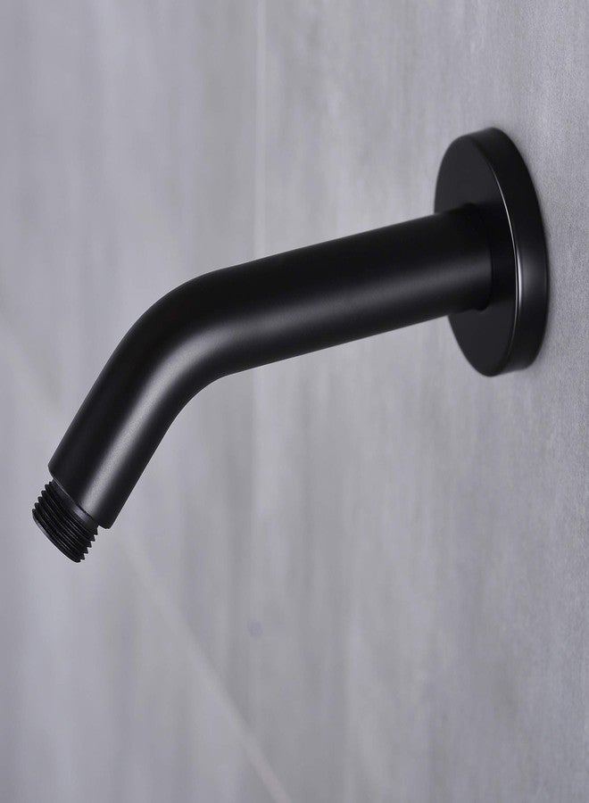 Orhemus 6 Inch Shower Arm and Flange - Solid Brass Wall Mounted Shower Arm Replacement for Fixed Shower Head, Matte Black - Image 2