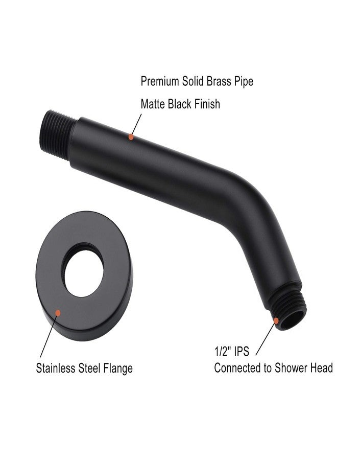 Orhemus 6 Inch Shower Arm and Flange - Solid Brass Wall Mounted Shower Arm Replacement for Fixed Shower Head, Matte Black - Image 4