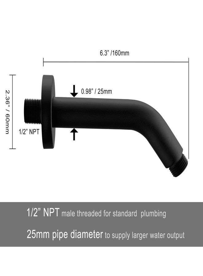 Orhemus 6 Inch Shower Arm and Flange - Solid Brass Wall Mounted Shower Arm Replacement for Fixed Shower Head, Matte Black - Image 3