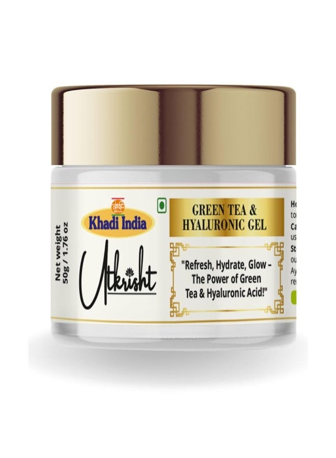 Utkrisht Khadi Green Tea & Hyaluronic Gel 50g | Pure & Natural | Long Lasting Hydration for Soft & Supple Skin | For Dark Spots, Dullness & Acne | Suitable for All Skin Types | For Men & Women - Image 1