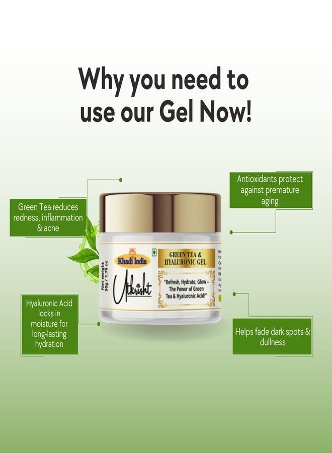 Utkrisht Khadi Green Tea & Hyaluronic Gel 50g | Pure & Natural | Long Lasting Hydration for Soft & Supple Skin | For Dark Spots, Dullness & Acne | Suitable for All Skin Types | For Men & Women - Image 5