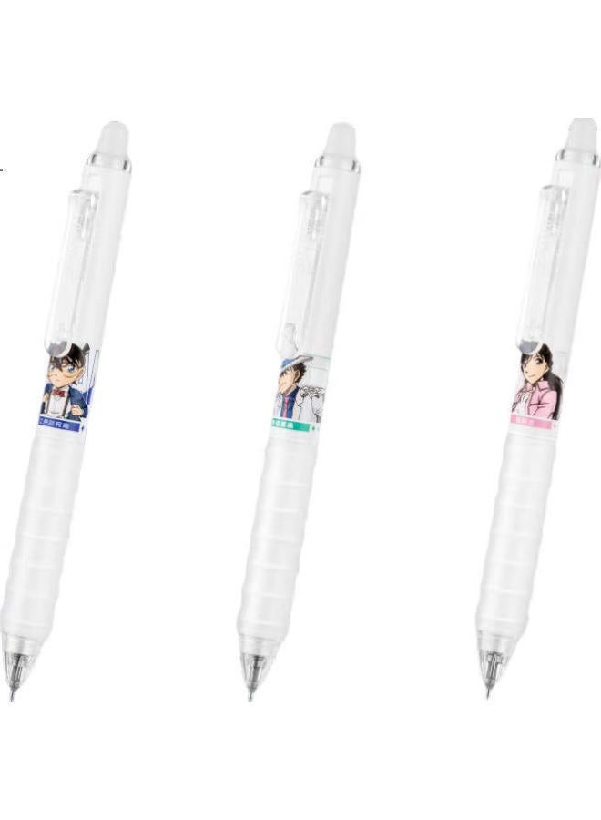 Aihao Detective Conan Collaboration Erasable Gel Pen 0.5Mm, Stylish Water-Based Pen, St Tip, Quick-Drying For Students, Exam Practice Pen, Crystal Blue, 3 Pcs - Image 2