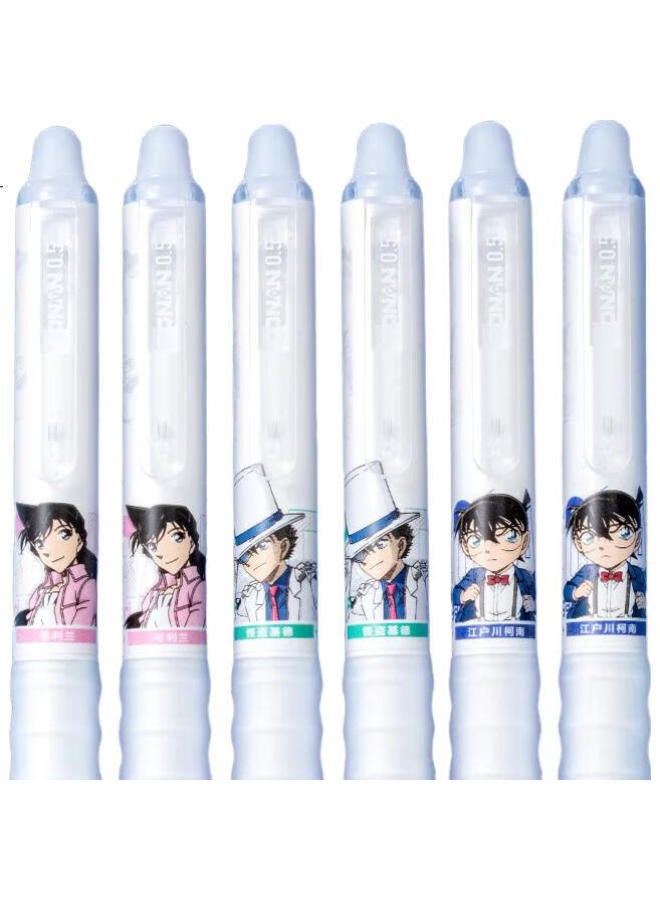 Aihao Detective Conan Collaboration Erasable Gel Pen 0.5Mm, Stylish Water-Based Pen, St Tip, Quick-Drying For Students, Exam Practice Pen, Crystal Blue, 3 Pcs - Image 1