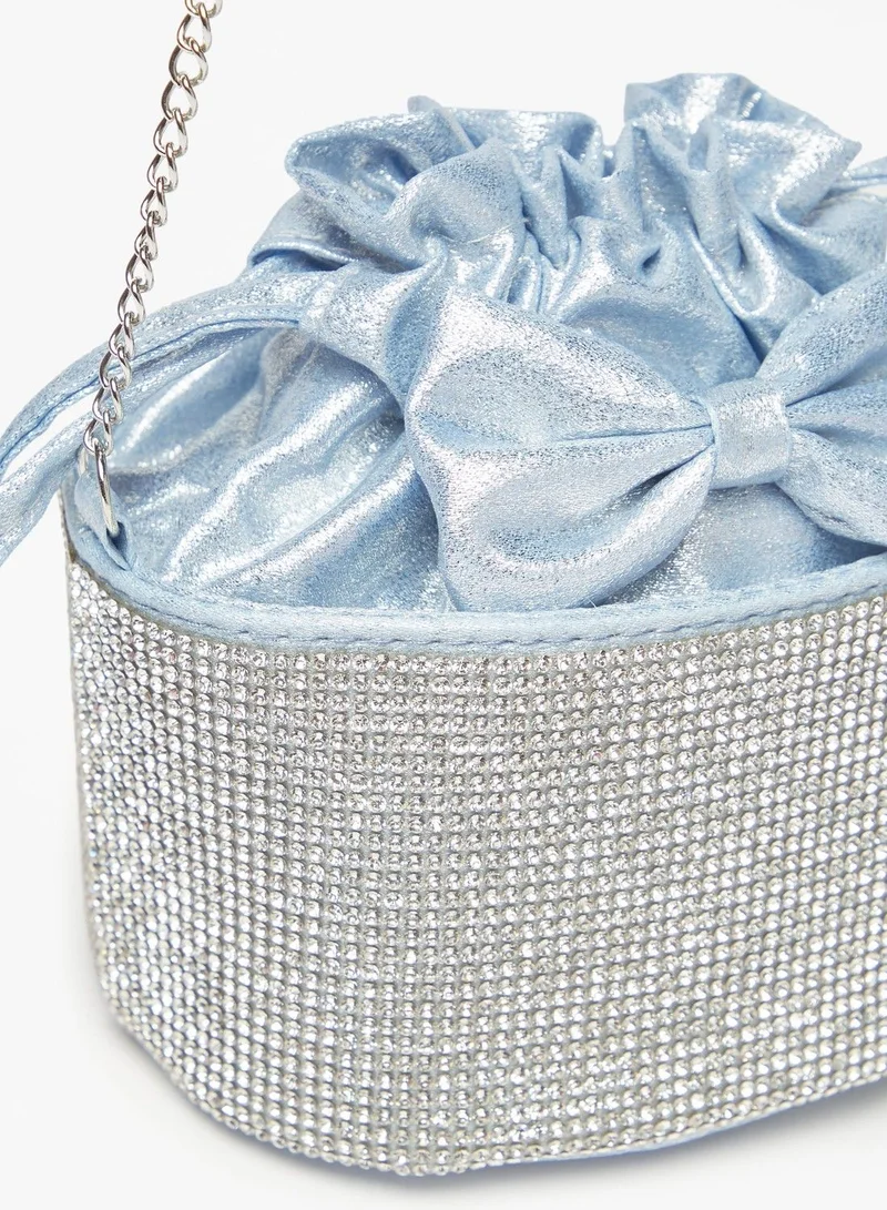 Flora Bella Embellished Bucket Bag with Bow Accent and Drawstring Closure