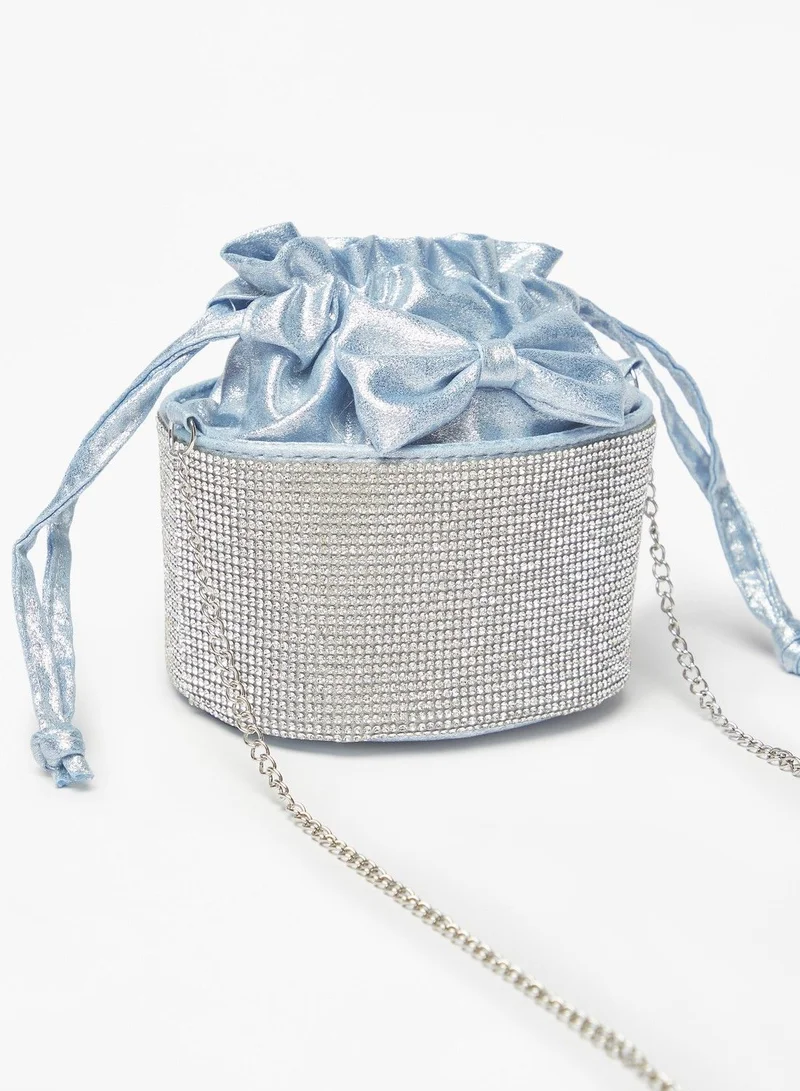 Flora Bella Embellished Bucket Bag with Bow Accent and Drawstring Closure