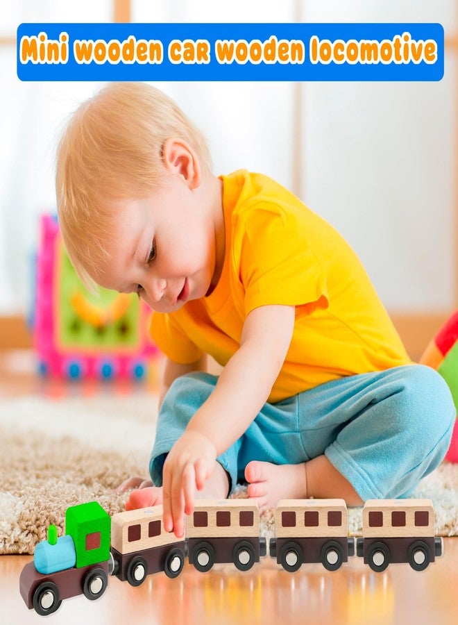 Hoarost 12 Pcs Unpainted Magnetic Wooden Train DIY Wooden Train Cars to Paint for Railway Paint Project Train Theme Birthday Party Favors Crafts Supplies (Color Style 1) - Image 5