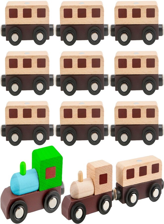 Hoarost 12 Pcs Unpainted Magnetic Wooden Train DIY Wooden Train Cars to Paint for Railway Paint Project Train Theme Birthday Party Favors Crafts Supplies (Color Style 1) - Image 1