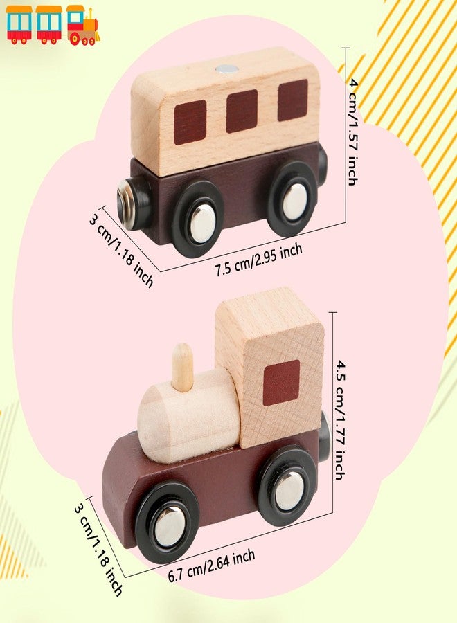 Hoarost 12 Pcs Unpainted Magnetic Wooden Train DIY Wooden Train Cars to Paint for Railway Paint Project Train Theme Birthday Party Favors Crafts Supplies (Color Style 1) - Image 2