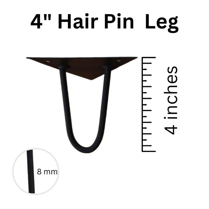 Decorila Furniture Metal Hairpin Set of 4 Sofa Table Legs 4 inch with Heavy Duty Metal and Industrial Design for Coffee Tables Modern Desks and Night Stands - Image 3