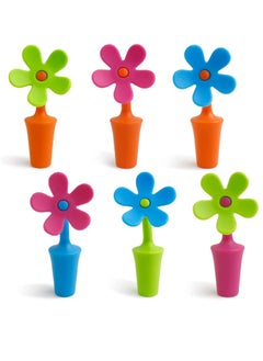 SYOSI Wine Stopper, Stoppers For Bottles, Food-grade Silicone Corks, Reusable Bottle Cover, Cute Colorful FlowersWine Decorative, BPA Free 6 Pcs, random color  - Image 1