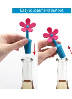 SYOSI Wine Stopper, Stoppers For Bottles, Food-grade Silicone Corks, Reusable Bottle Cover, Cute Colorful FlowersWine Decorative, BPA Free 6 Pcs, random color  - Image 4
