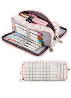 Generic ANGOOBABY Large Pencil Case Big Capacity 3 Compartments Canvas Pencil Pouch for Teen Boys Girls School Students  - Image 1
