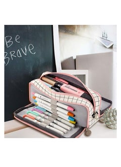 Generic ANGOOBABY Large Pencil Case Big Capacity 3 Compartments Canvas Pencil Pouch for Teen Boys Girls School Students  - Image 2