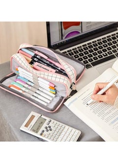 Generic ANGOOBABY Large Pencil Case Big Capacity 3 Compartments Canvas Pencil Pouch for Teen Boys Girls School Students  - Image 3