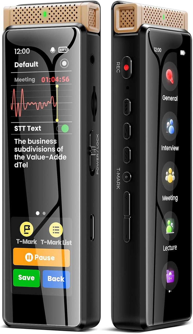 innioasis Elegant appearance 136GB Voice Recorder Device with Playback, Full Touchscreen Audio Recording Device with AI Intelligent Transcription and Bluetooth, Voice Recorder Mic and Voice Activated Recorder (Gold) Leakproof sealed - Image 1