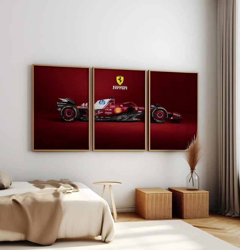 Gamya Big Formula 1 F1 Cars Framed Aesthetic Posters For Wall Decoration, Bedroom, Living Room, Gift Item For Boys | Set of 3 (13x19 Inches) (Ferrari) - Image 1