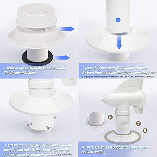 RotoVent RV Sewer Vent, RV Rotating Sewer Vent Cover, 360 Rotating Siphon RV Vent for Holding Tank - White, 1 Pack - Image 5