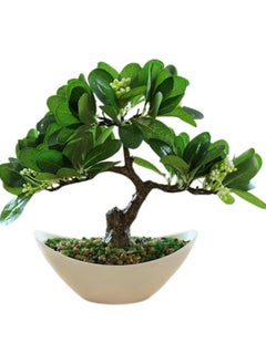 Generic Artificial Plants Potted Plants Simulation Plastic Green Plants 26cm Suitable for Indoor Home Decoration Office Living Room Hotel Outdoor Greening (With flower pots) (white)  - Image 1