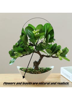 Generic Artificial Plants Potted Plants Simulation Plastic Green Plants 26cm Suitable for Indoor Home Decoration Office Living Room Hotel Outdoor Greening (With flower pots) (white)  - Image 3