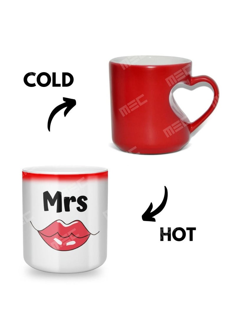 MEC Mrs Color Changing Magic Mug Mug Printed Coffee Mug 11Oz Inner Heartshape  - Image 1