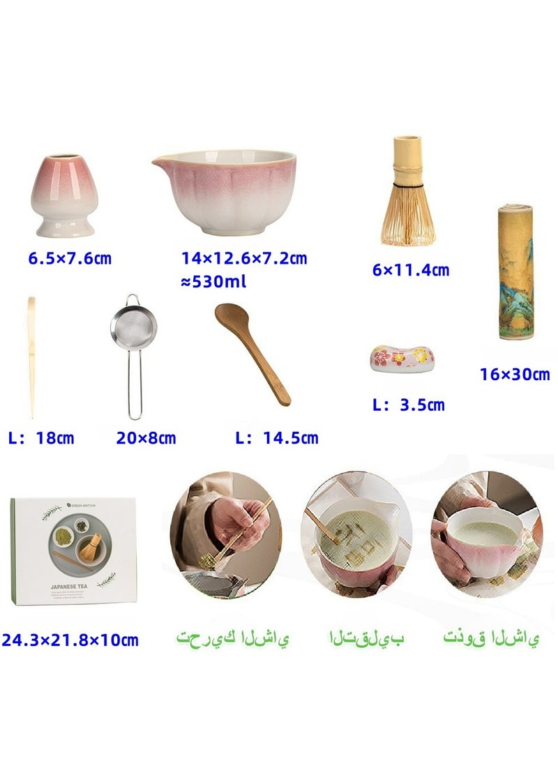 Joyelink Matcha Whisk Set, Japanese Matcha Tea Set (8-Piece), Pink Matcha Set, Bamboo Matcha Whisk for Preparing Matcha, Japanese Matcha Preparation Set - Image 5