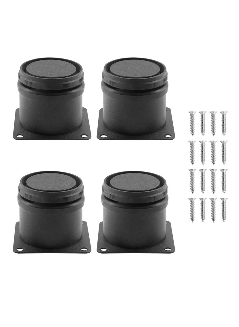 NIBEMINENT - Metal Furniture Legs, 4 Pcs Stainless Steel Adjustable Legs Black Round Cabinet Replacement for Sofa Couch Cabinets Shelves DIY (2" / 50mm) - Image 1
