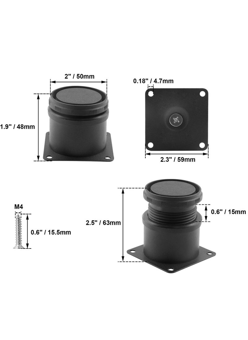 NIBEMINENT - Metal Furniture Legs, 4 Pcs Stainless Steel Adjustable Legs Black Round Cabinet Replacement for Sofa Couch Cabinets Shelves DIY (2" / 50mm) - Image 1