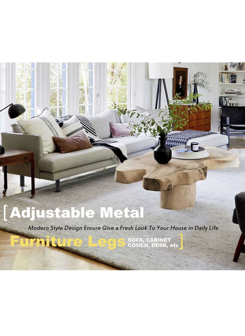 NIBEMINENT - Metal Furniture Legs, 4 Pcs Stainless Steel Adjustable Legs Black Round Cabinet Replacement for Sofa Couch Cabinets Shelves DIY (2" / 50mm) - Image 1