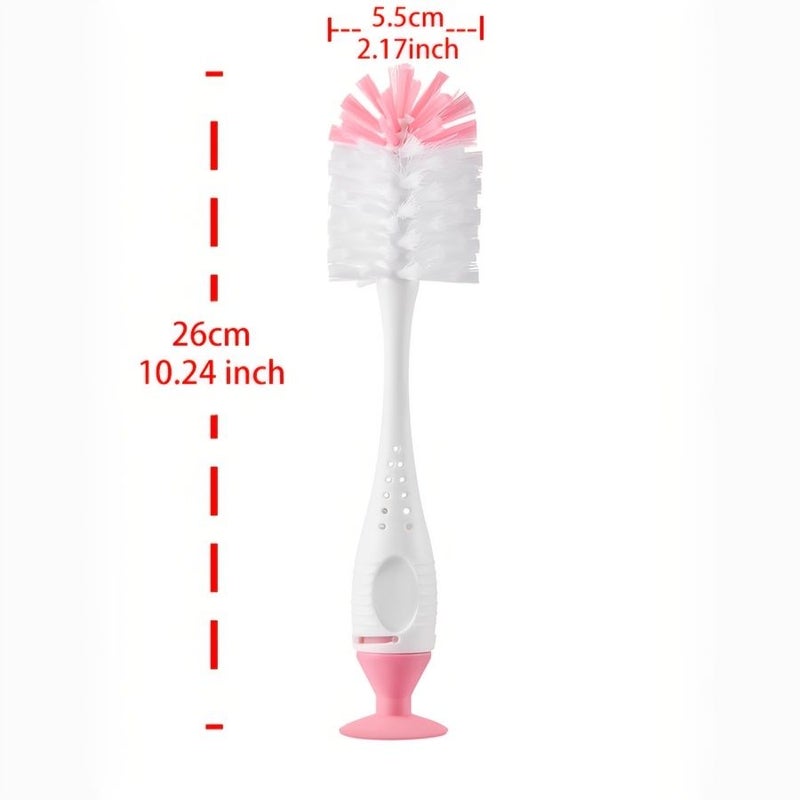 2 In 1 Nylon Bottle Brush Set Yellow With Nipple Brush Suction Cup And PP Handle Extremely Durable Cleaning Kit With No Loose Bristles - Image 4