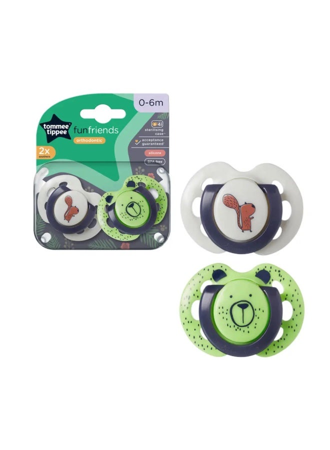 tommee tippee Fun Friends Soother, Pack of 2, 0-6 Months - Assorted - Image 1