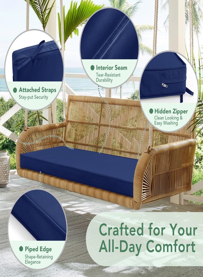 Summsun Outdoor Bench Cushion: Waterproof and Fade Resistant Patio Furniture Cushions - Non-Slip Bench Pad Cushion with Removable Cover for Garden Swing Porch Sofa Settee, 48 x 18 x 3 Inch, Navy Blue - Image 4