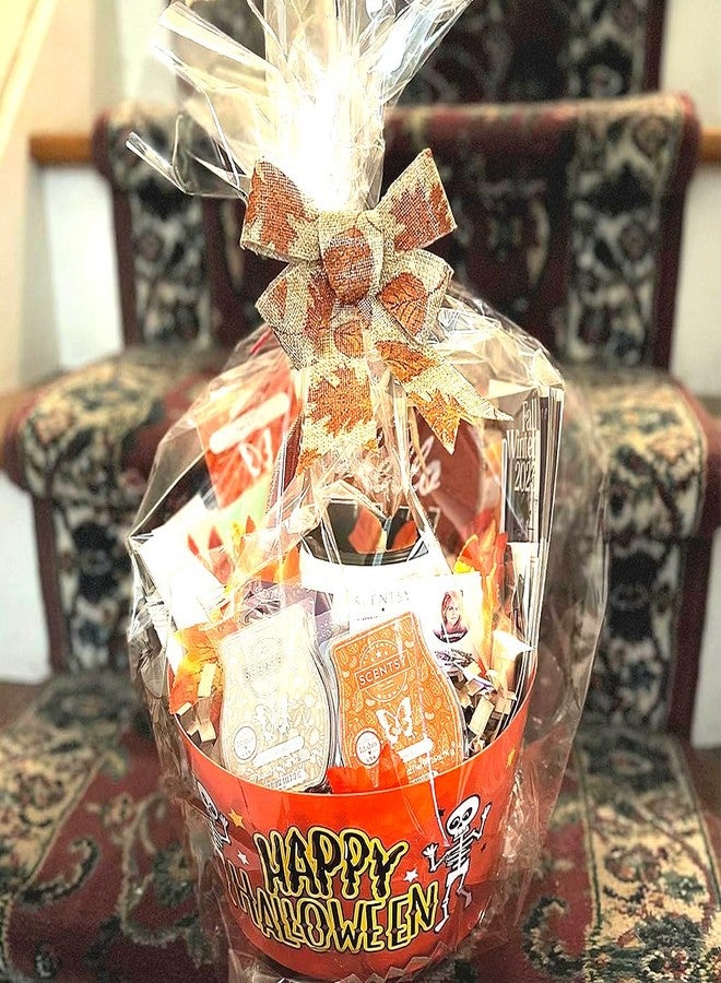 Amsthow 10CT Cellophane Wrap Bags 26 x 36-inch Gift Basket Wrapping Clear Large Plastic Bags with Bows for Easter Weddings - Image 4