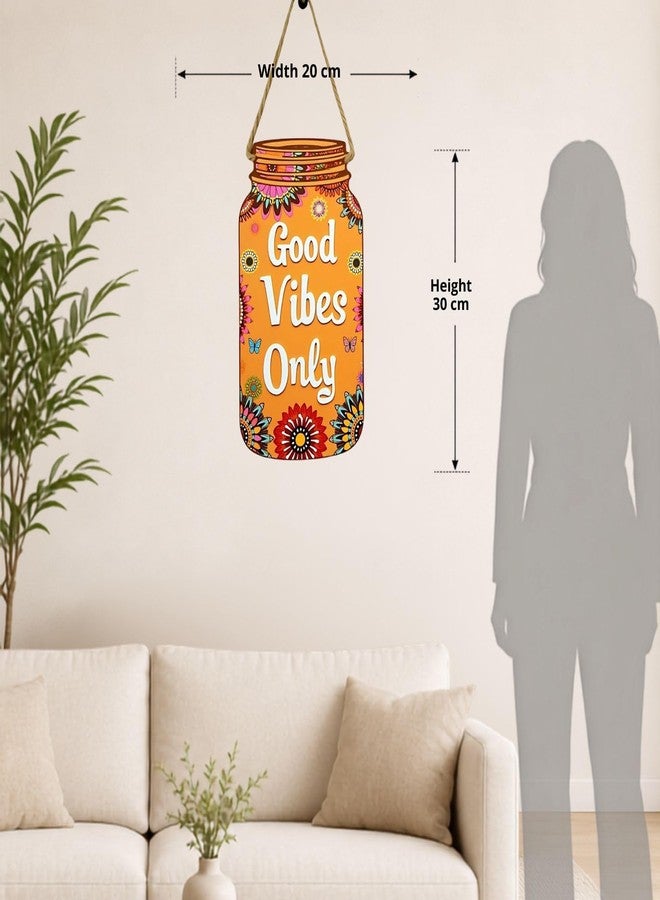 GiftOday Good Vibes Only Wall Hanging | Multicolor Wooden Wall Art | Size 7.5 x 12 Inch | Decorative Item for Living Room, Kitchen Decor, Bedroom | Perfect For Home Decor and Gift Idea | Set of 2 - Image 3