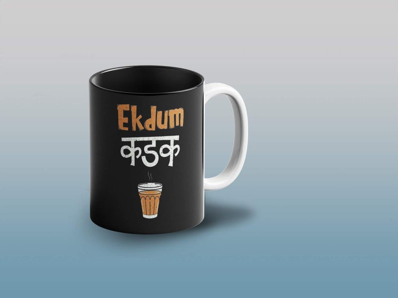 Prink Ekdum Kadak Chai Printed Black Mug for Chai Lovers | Chai Mugs | Coffee and Tea Mugs | Gift for Friends | 330ml, Microwave & Dishwasher Safe - Image 3