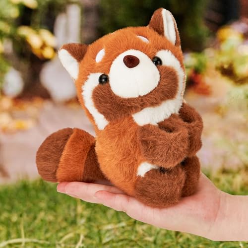 Winrayk 6Pcs Stuffed Animal Slap Bracelets for Kids 10 Safari Animal Plush Wrist Snap Bracelets Bulk Jungle Safari Party Favors Birthday Supplies Red Panda Sloth Koala Raccoon Monkey Fox Plush Toy - Image 5