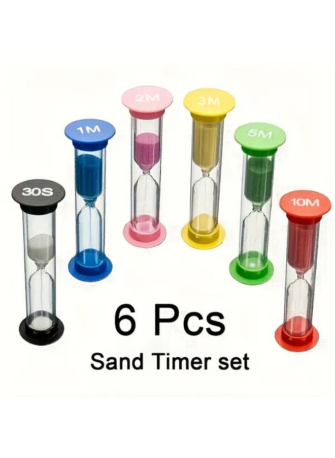6pcs Sand Timer Set Colorful Countdown Timers 1 30 Minute for Classroom Sports Home - Image 1