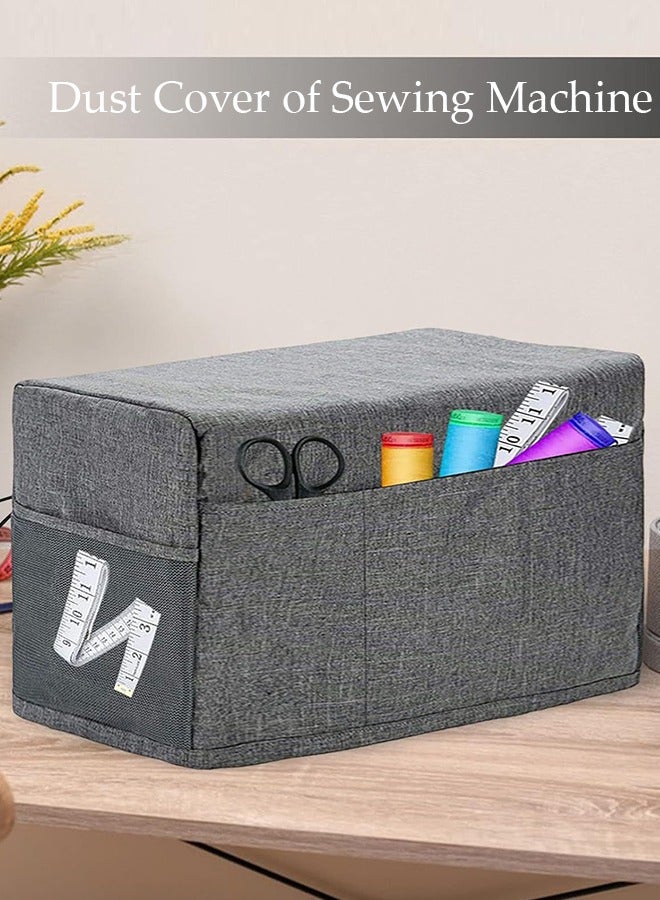 DUNISO Foldable Sewing Machine Dust Cover with Storage Pockets, Universal Sewing Machine Protective Cover Compatible with Most Standard Sewing Machines (Grey) - Image 5