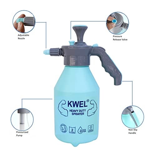 KWEL 1 Pc Heavy Duty Garden Pump Pressure Sprayer, Lawn Sprinkler, Water Mister, Spray Bottle for Herbicides, Pesticides, Fertilizers, Plants Flowers (2L Capacity), Blue - Image 2