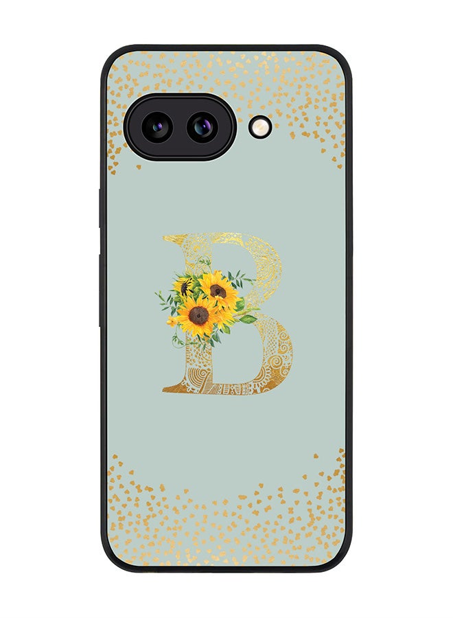 Stylizedd For Google Pixel 9a Case,Slim fit Camera Protection, Shockproof Thin Phone cover  - Custom Floral Monogram - B  (Light Grey )