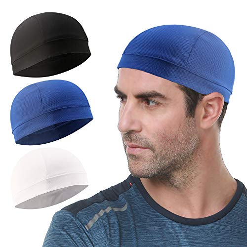 WSHSTS 3 Pack Cooling Skull Cap Helmet Liner Sweat Wicking Cycling Running Hat for Men Women - Image 1
